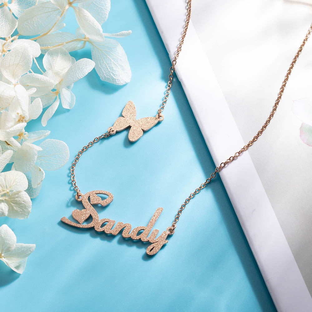 Custom Fashion Butterfly Clavicle Name Necklace