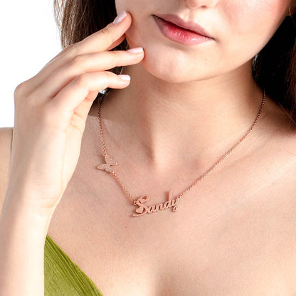 Custom Fashion Butterfly Clavicle Name Necklace