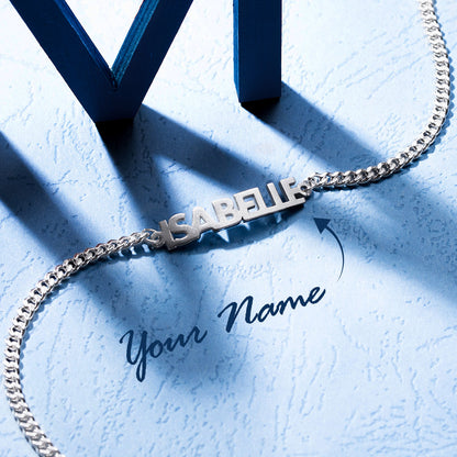 Personalized Bold Curb Chain Name Bracelet, custom statement name bracelet