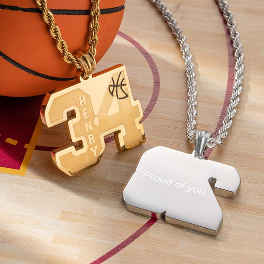 Custom Basketball Number Necklace with Name