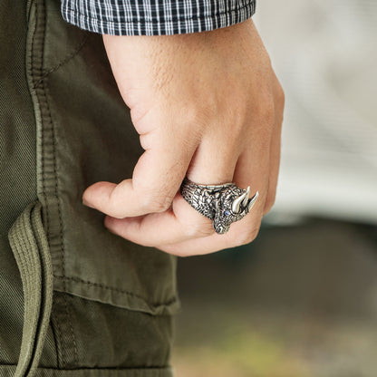 Personalized Gothic Dragon Birthstone Ring for Men