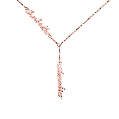 Dainty Personalized Two Names Y-shaped Necklace in stainless steel