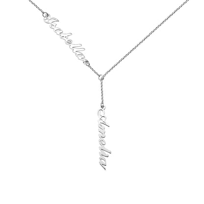 Dainty Personalized Two Names Y-shaped Necklace in stainless steel