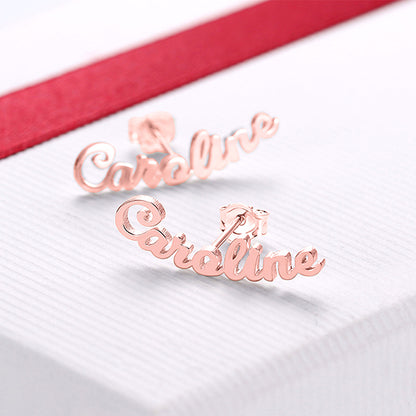 Personalized Name Stud Earrings for Her in Silver, Custom Name Studs for her