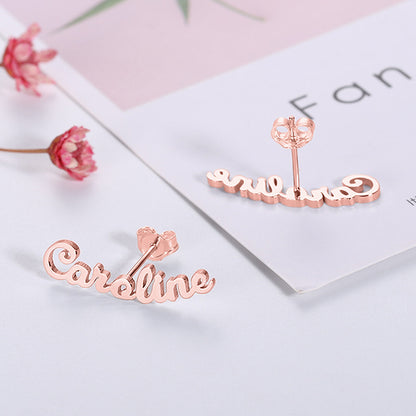 Personalized Name Stud Earrings for Her in Silver, Custom Name Studs for her