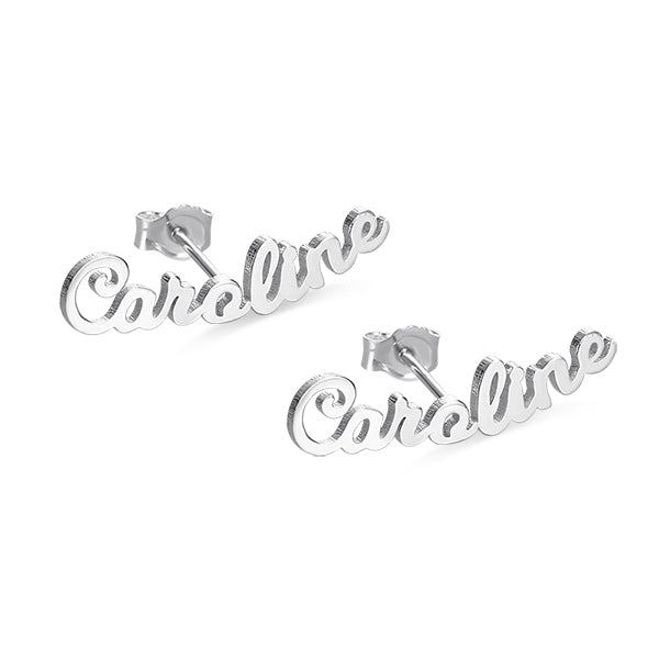 Personalized Name Stud Earrings for Her in Silver, Custom Name Studs for her