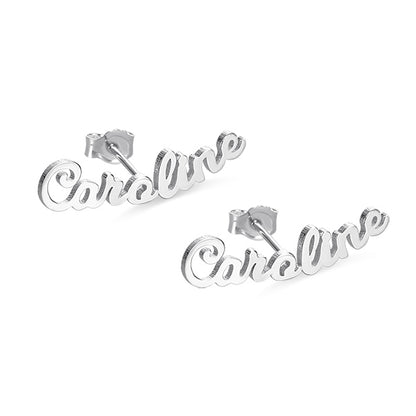 Personalized Name Stud Earrings for Her in Silver, Custom Name Studs for her