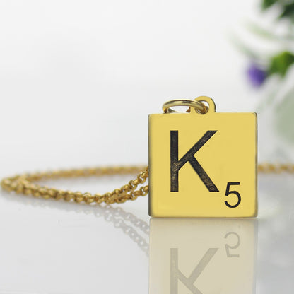 Scrabble Initial Letter Necklace- 925 Sterling Silver