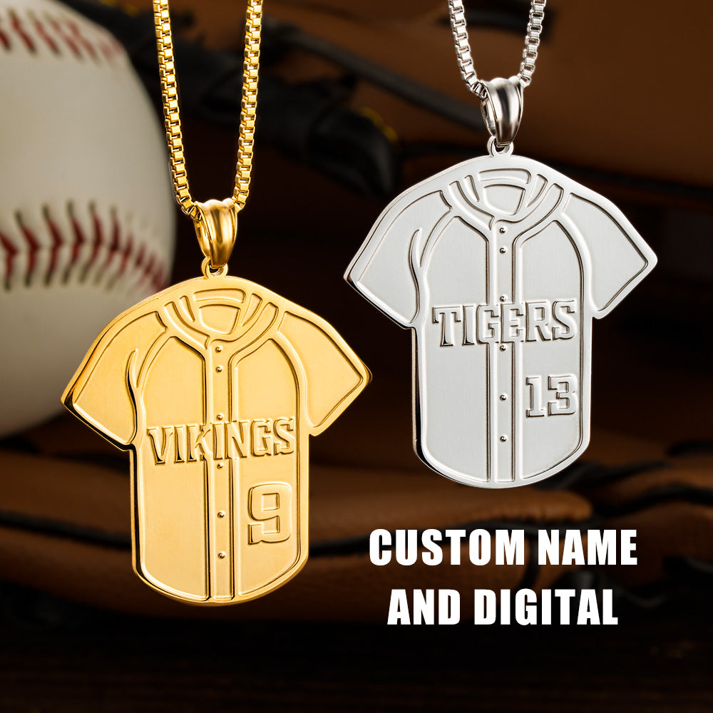 Personalized Name and Number Baseball Jersey Necklace