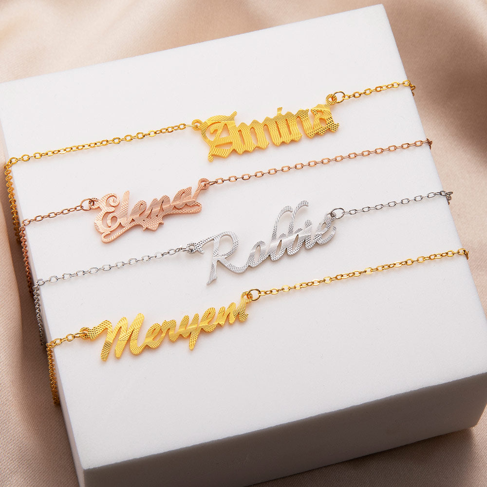 Dainty Custom Embossed Name Necklace