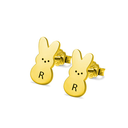 Silver Personalized Rabbit Earrings, Custom Earrings for her