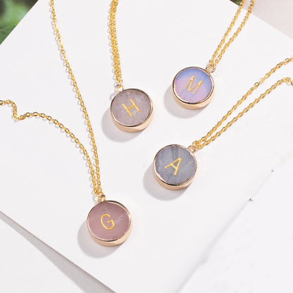 Customized Initials on A Stone Necklace, Boho Necklace with initial, Boehman Gift for him or her