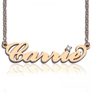 Birth stone Personalized Carrie Necklace, Gold Carrie Necklace, Name Necklace, BirthStone Carrie Name Necklace