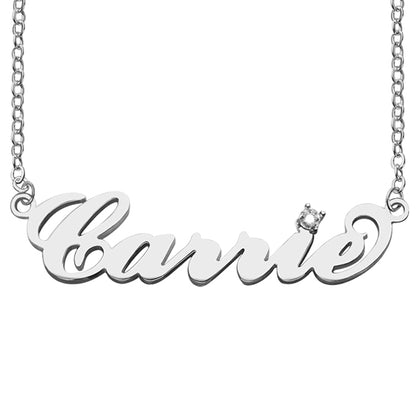 Birth stone Personalized Carrie Necklace, Gold Carrie Necklace, Name Necklace, BirthStone Carrie Name Necklace