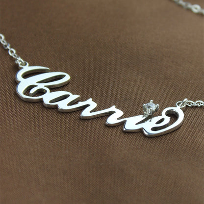 Birth stone Personalized Carrie Necklace, Gold Carrie Necklace, Name Necklace, BirthStone Carrie Name Necklace