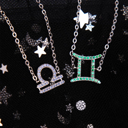 Custom Zodiac Sign Sideway Necklace with Birthstone - Symbol Style, personalized necklace for horoscope lovers