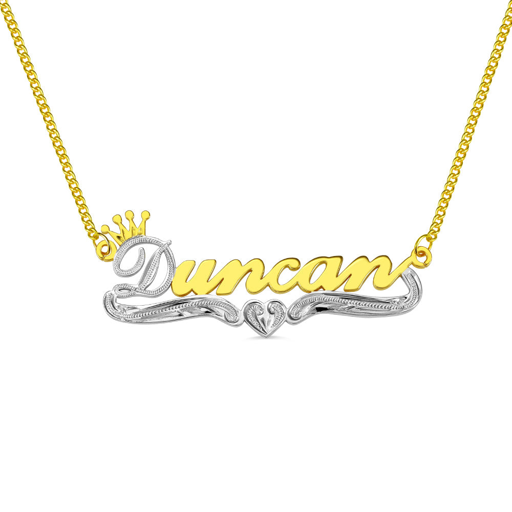 Personalized Crown Name Necklace in Gold Plated, Custom Name Necklace gift for her