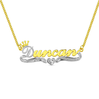 Personalized Crown Name Necklace in Gold Plated, Custom Name Necklace gift for her