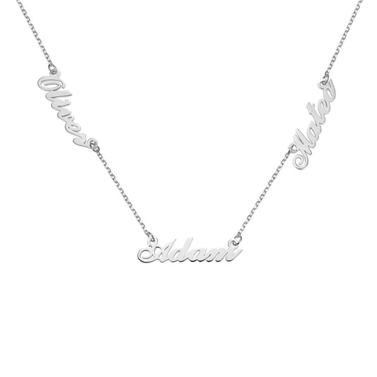 Dainty Personalized Three Names Necklace Stainless Steel