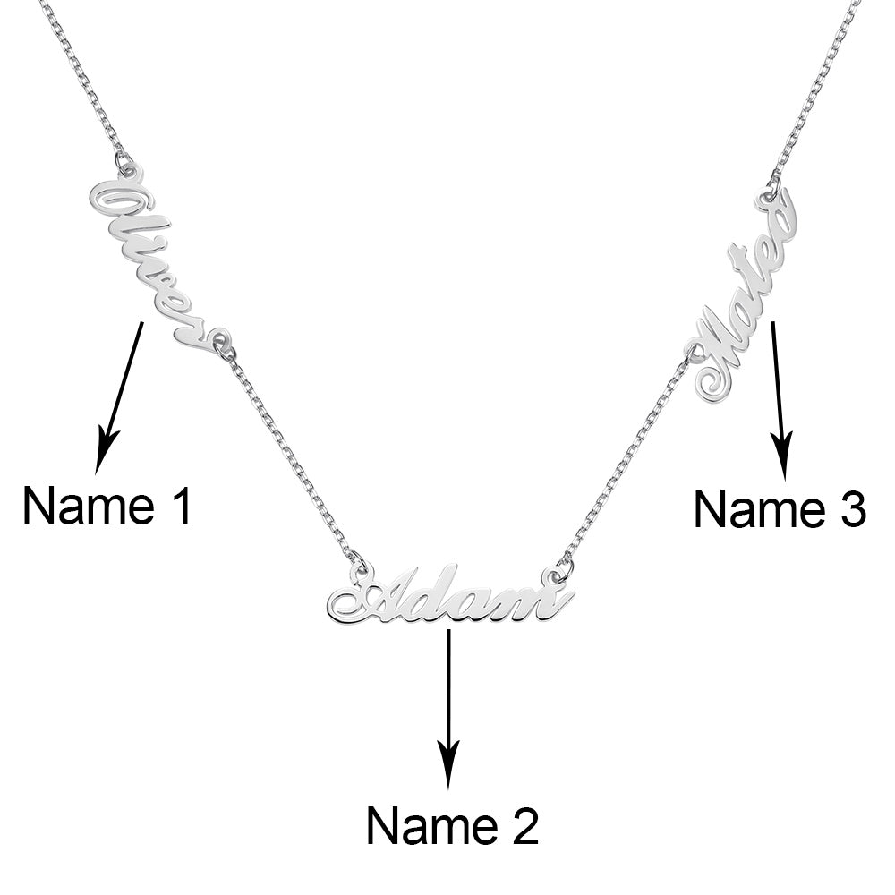 Dainty Personalized Three Names Necklace Stainless Steel