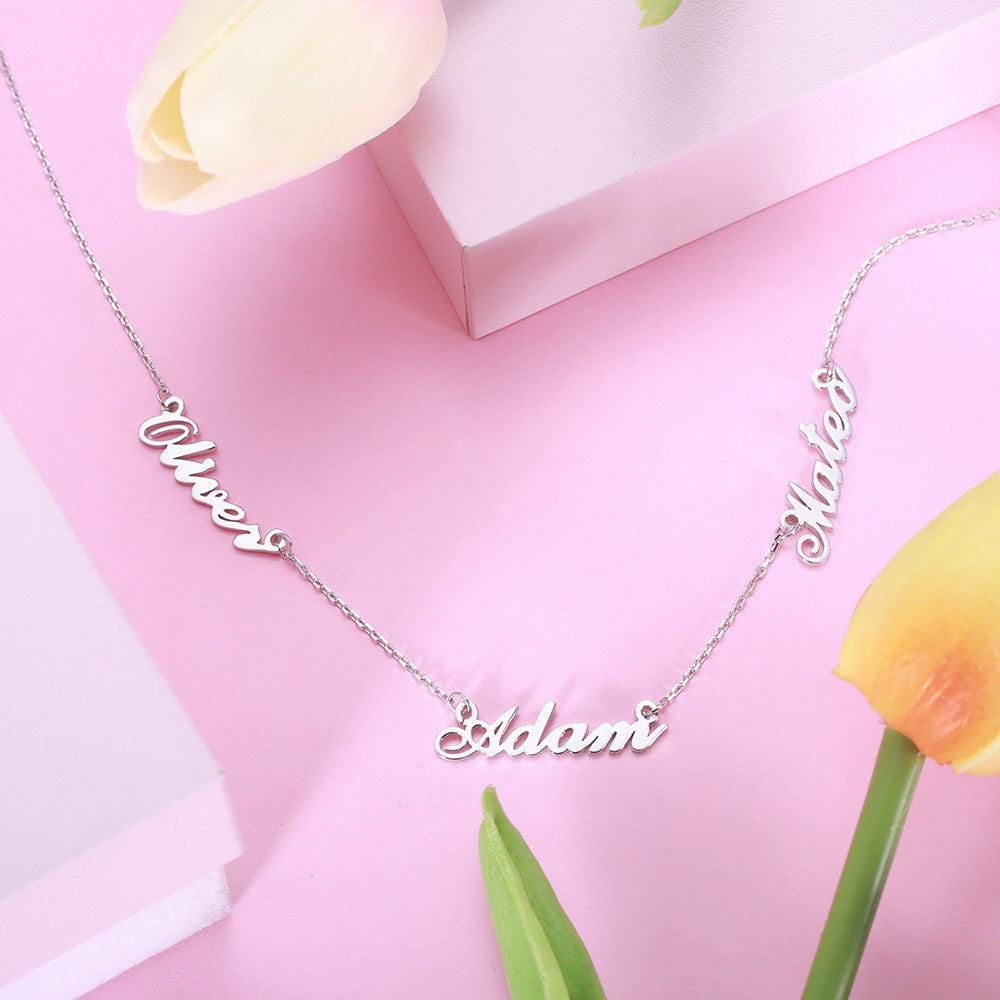 Dainty Personalized Three Names Necklace Stainless Steel