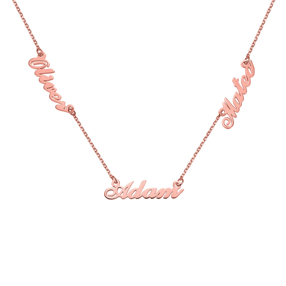 Dainty Personalized Three Names Necklace Stainless Steel