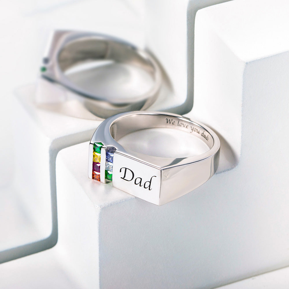 Personalized Birthstone Family Ring for Men