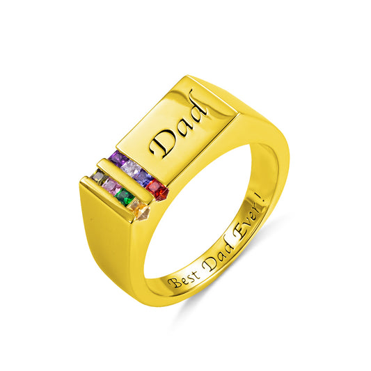 Personalized Birthstone Family Ring for Men