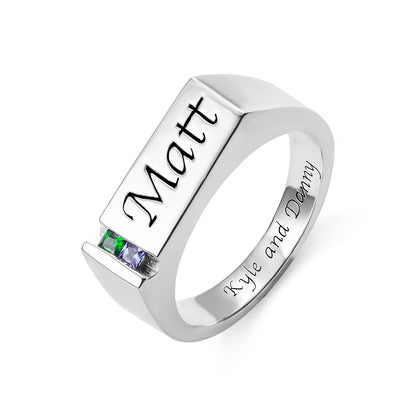 Personalized Birthstone Family Ring for Men