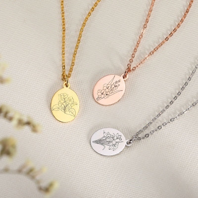 Personalized Birth Flower Necklace, Dainty and Minimalist Custom and Statement Jewelry for her