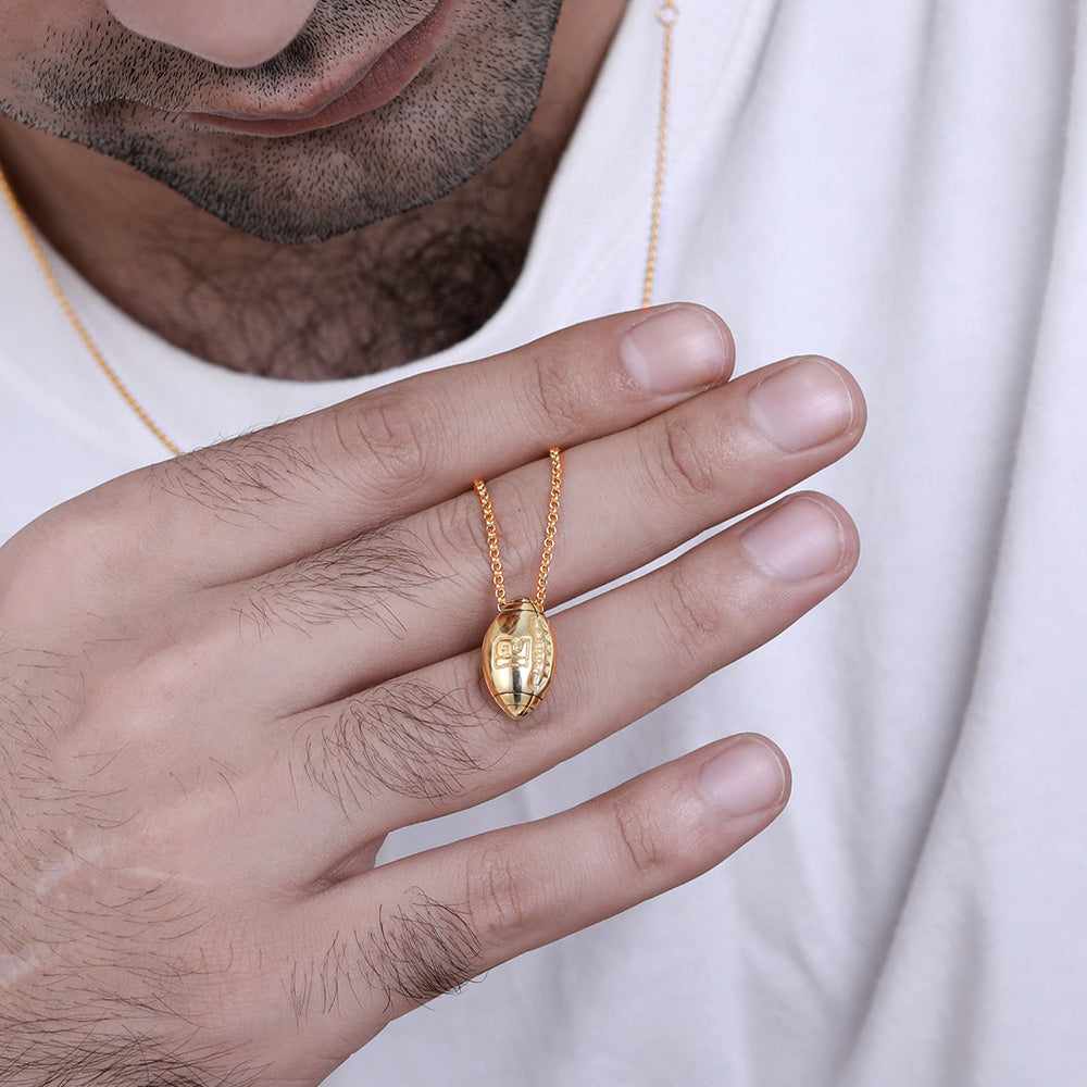 Engraved Football Necklace in Gold