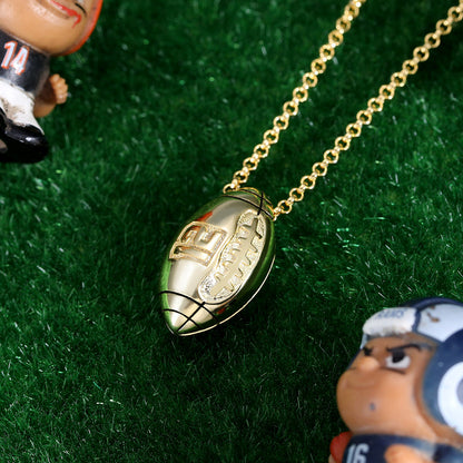 Engraved Football Necklace in Gold