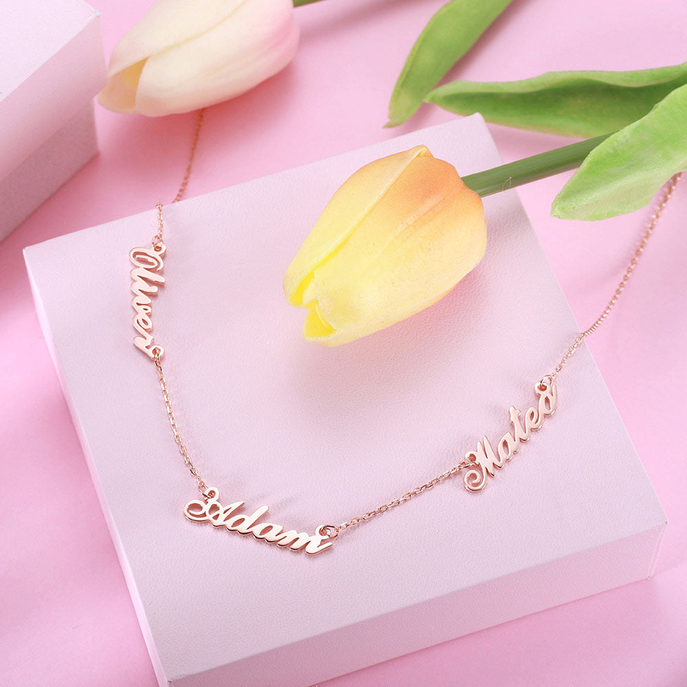 Dainty Personalized Tres-Names Necklace sterling silver