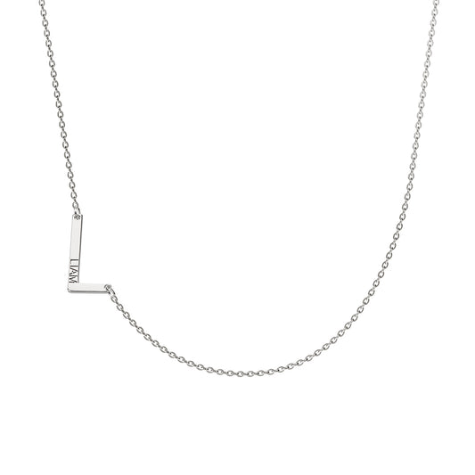 Dainty 18K Gold Plated and Sterling Silver Personalized Sideways 1 Letters Layered Necklace with Names