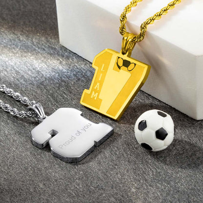 Custom Soccer Number Necklace with Name