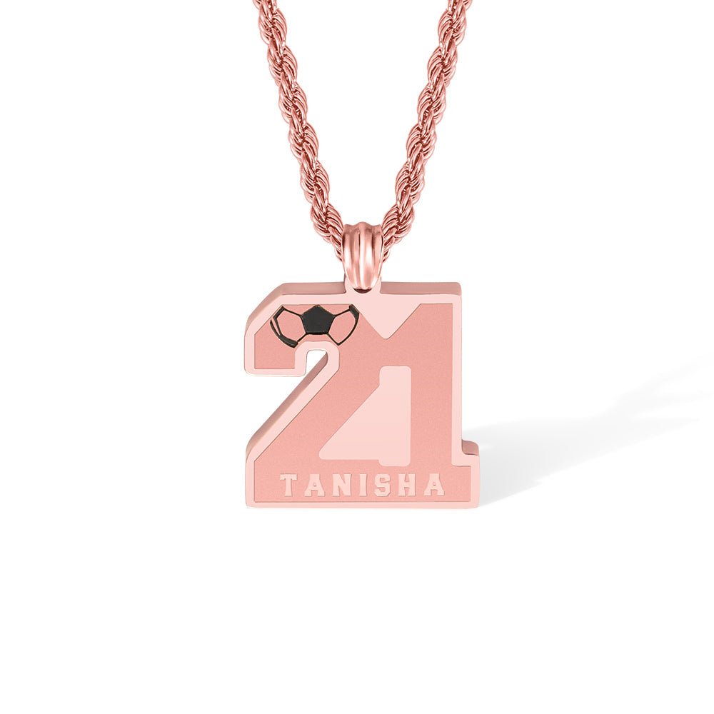 Custom Soccer Number Necklace with Name