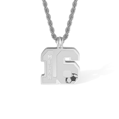 Custom Soccer Number Necklace with Name