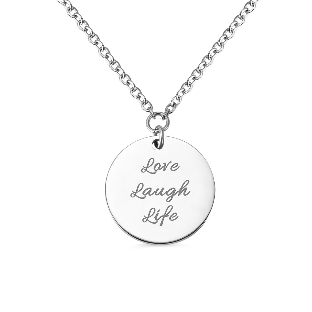 "God is greater than the highs and lows" Engraved Coin Necklace in Silver