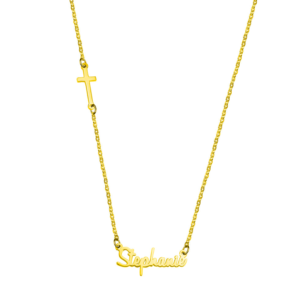 Personalized Sideways Cross Name Necklace