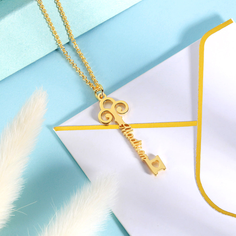 Personalized Key-shaped Name Necklace