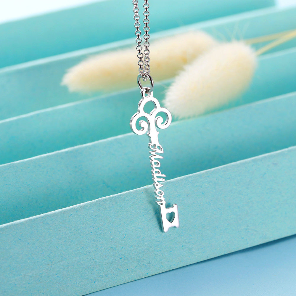 Personalized Key-shaped Name Necklace