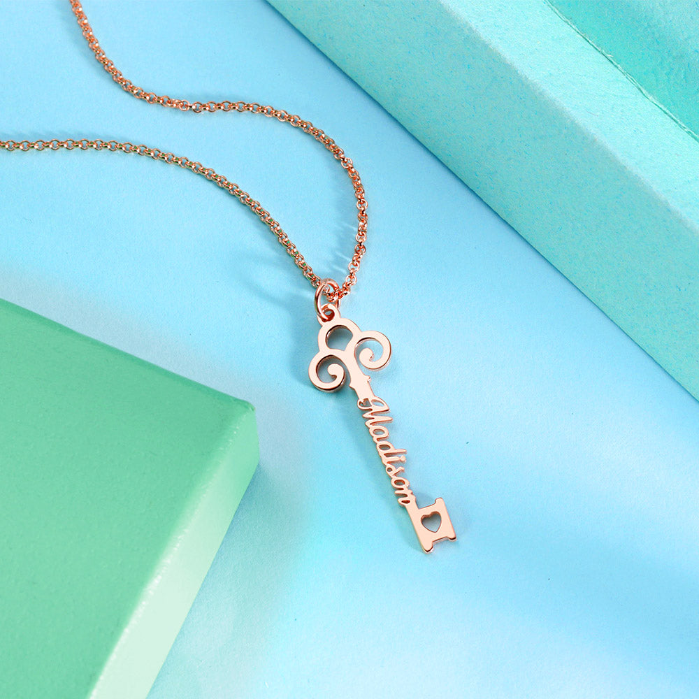 Personalized Key-shaped Name Necklace