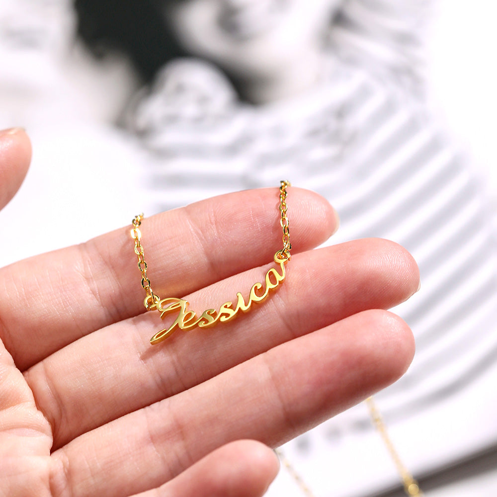 Custom-made Smile Silver Necklace with Name