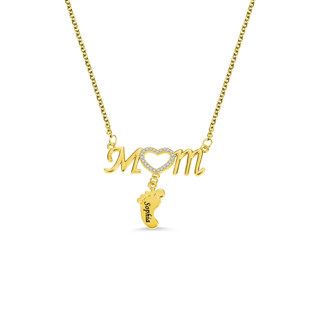 Custom-Made New Mom Necklace with Baby Feet