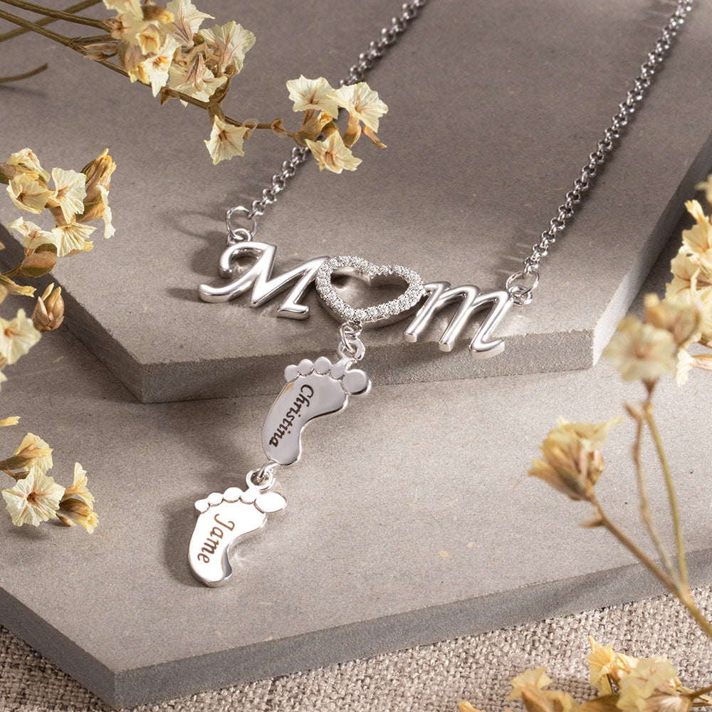 Custom-Made New Mom Necklace with Baby Feet