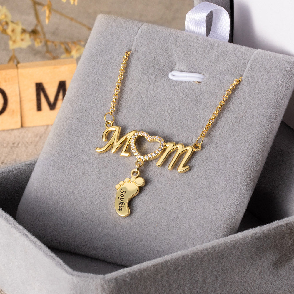 Custom-Made New Mom Necklace with Baby Feet