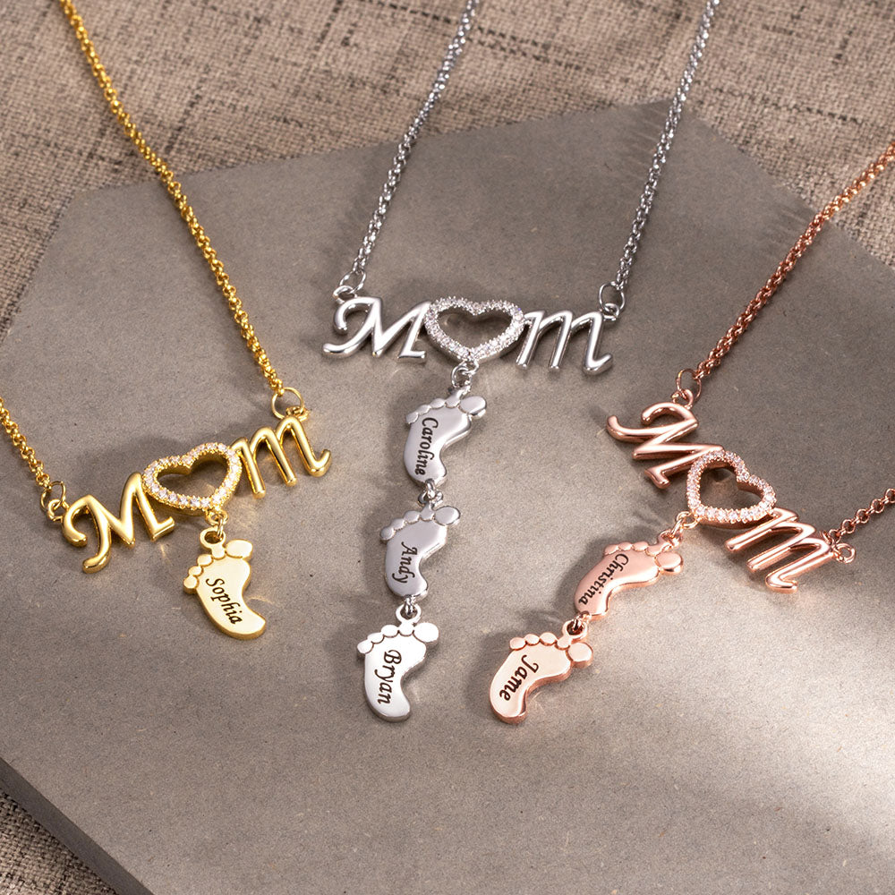 Custom-Made New Mom Necklace with Baby Feet