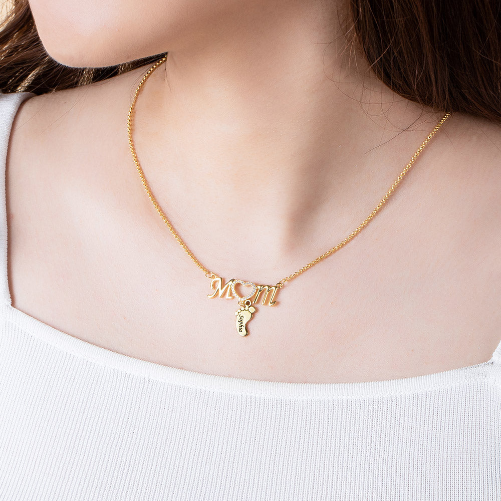 Custom-Made New Mom Necklace with Baby Feet