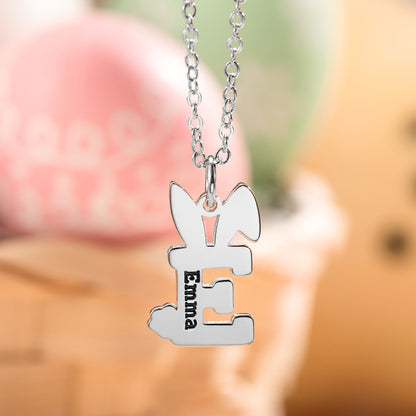 Dainty Custom Easter Bunny Letter Necklace with Name Stainless Steel