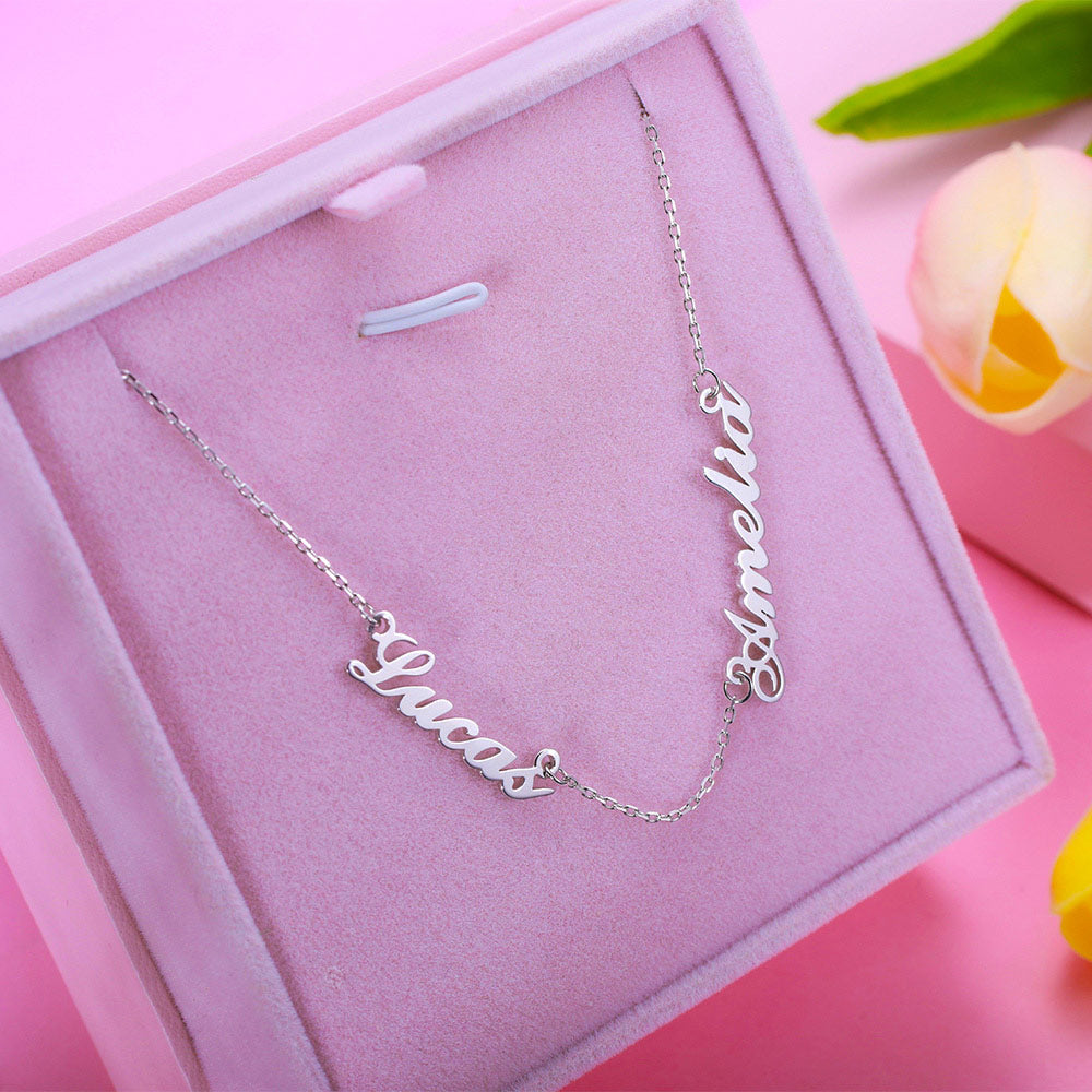 Dainty Personalized Double Name Necklace Stainless Steel